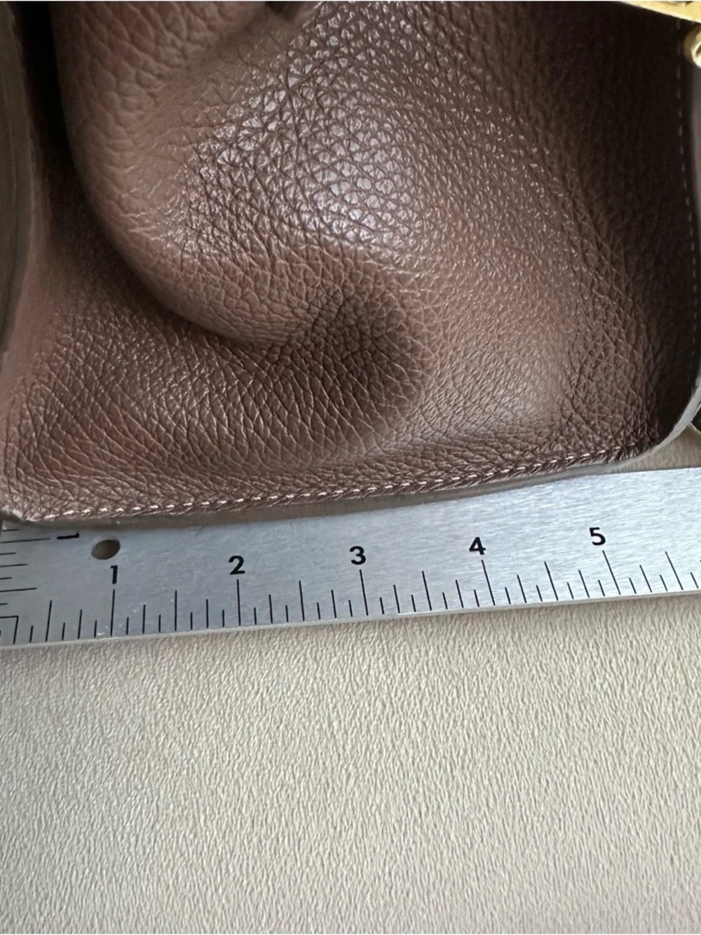Genuine Leather Mini Satchel Taupe Brown | Crossbody Top Handle | Structured Bag - Picture 11 of 16